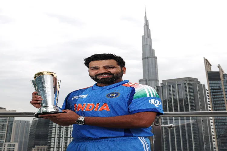  India's captain Rohit Sharma poses for a picture with the trophy after the team's win in the ICC Champions Trophy 2025 final match against New Zealand, in Dubai. (File photo)