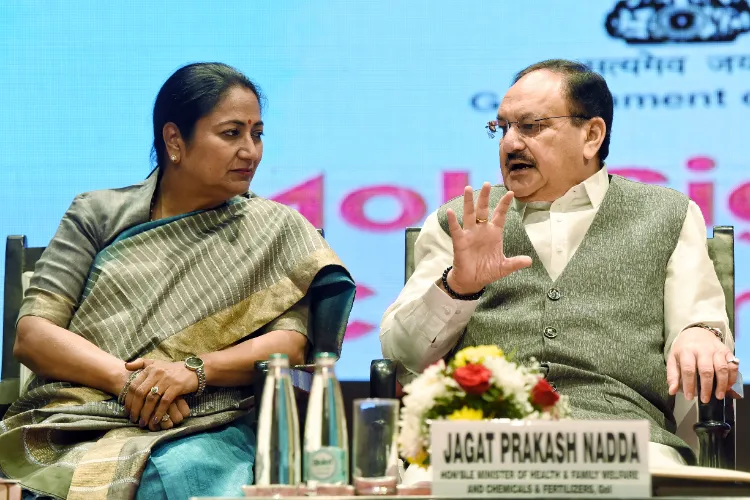 Union Health Minister JP Nadda interacts with Delhi CM Rekha Gupta during the MoU signing ceremony between the National Health Authority and the Government of Delhi for the rollout of Ayushman Bharat - Pradhan Mantri Jan Arogya Yojana. (File photo)
