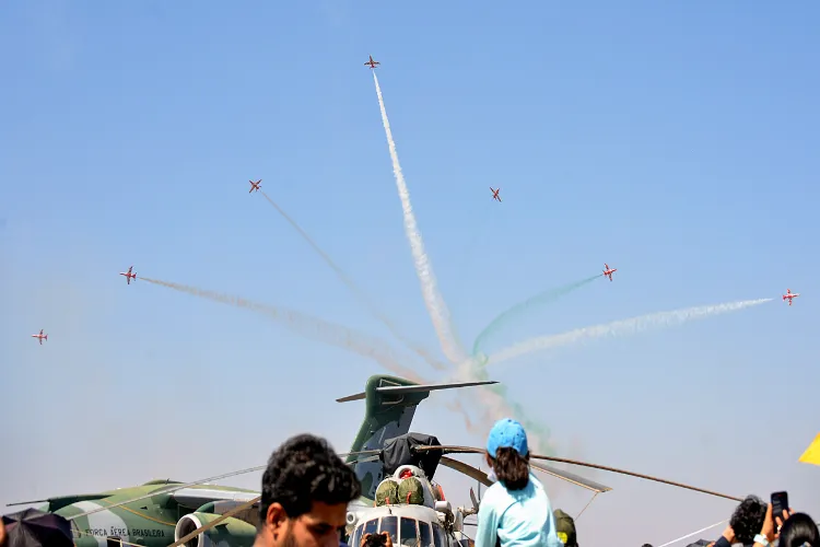 Air Force's Surya Kiran Aerobatic team performs during the airshow at 'Aero India 2025', at Yelahanka Air Force Station in Bengaluru on Tuesday. (File photo for representation)