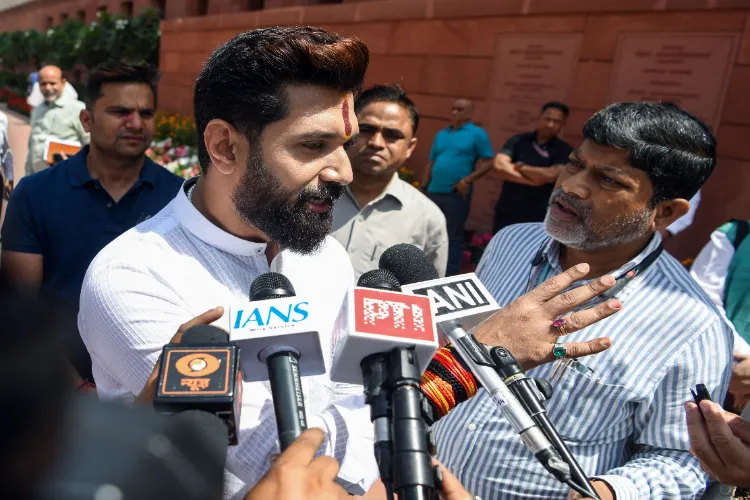 Union Minister Chirag Paswan speaks to the media