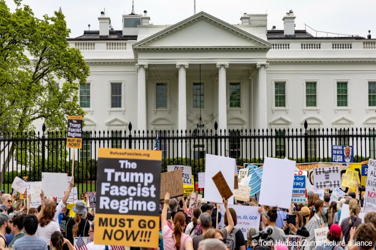 Protest against President Donald Trump's policies outside White House (Courtesy: X post of DW)