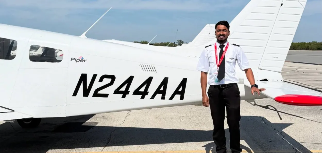 Shakeel Talukdar in front of his aircraft