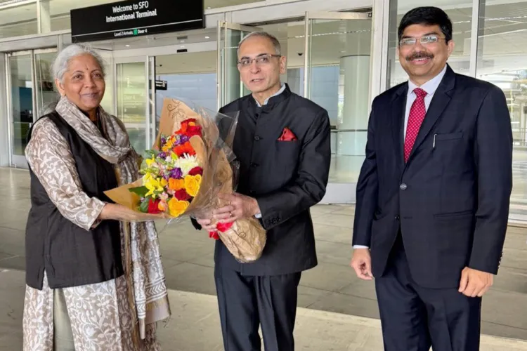 Finance Minister Nirmala Sithraman being received at San Francisco