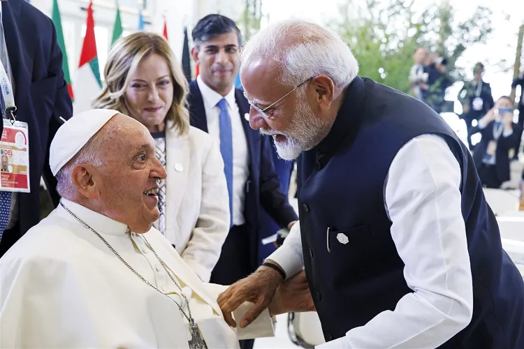 Prime Minister Narendra Modi with Pope Francis in United Kingdom. (File photo)