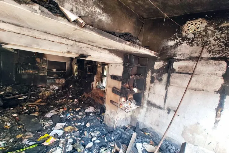 A view of the gutted house of a family affected by the Murshidabad violence, in Murshidabad.