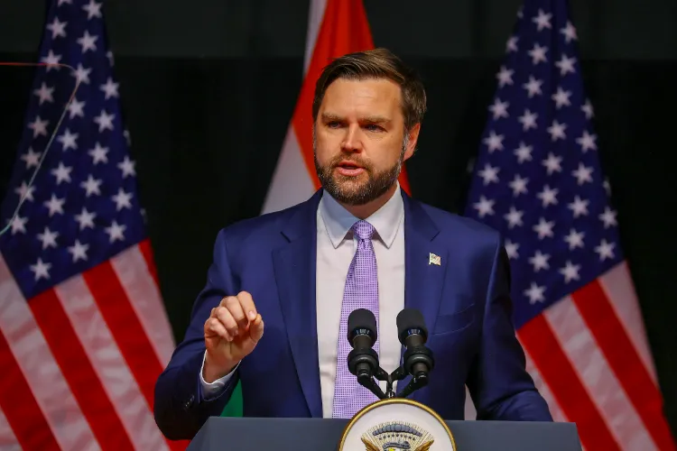 US Vice President J.D. Vance addresses a gathering in Jaipur on Tuesday.