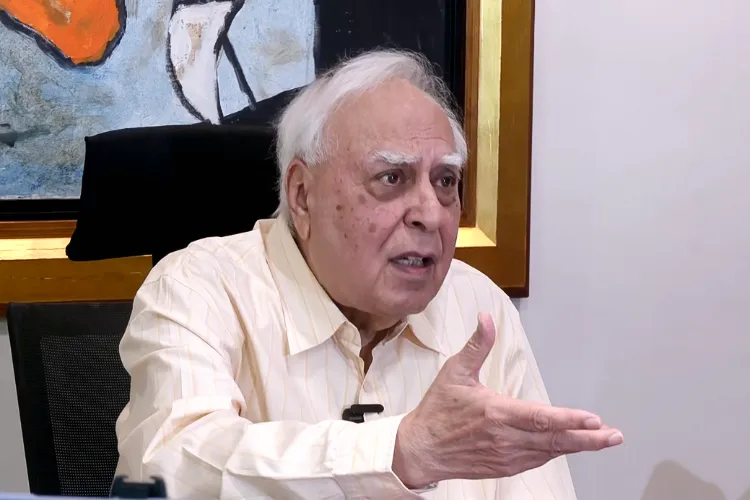 Senior advocate and Congress Rajya Sabha MP Kapil Sibal speaking to the media.