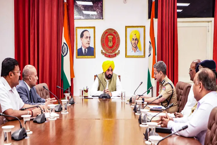 Punjab CM Bhagwant Mann during a high-level security meeting with top officials of Punjab Police to take stock of security arrangements in the state in the wake of the Pahalgam terror attack in Chandigarh.