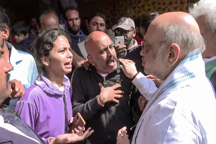 Union Home Minister Amit Shah and Jammu and Kashmir Lieutenant Governor Manoj Sinha meet the families of Pahalgam terror attack victims, in Srinagar on Wednesday.