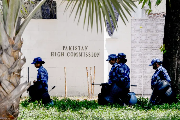 Rapid Action Force (RAF) personnel outside the Pakistan High Commission following the Pahalgam terrorist attack that took place on Apr 22, leaving several people dead and many injured in New Delhi on Wednesday.