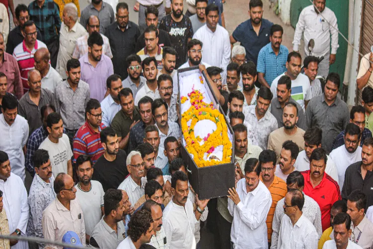 Funeral procession of Sushil Nathaniel, who was killed in Pahalgam terrorist attack, in Indore on April 24, 2025.