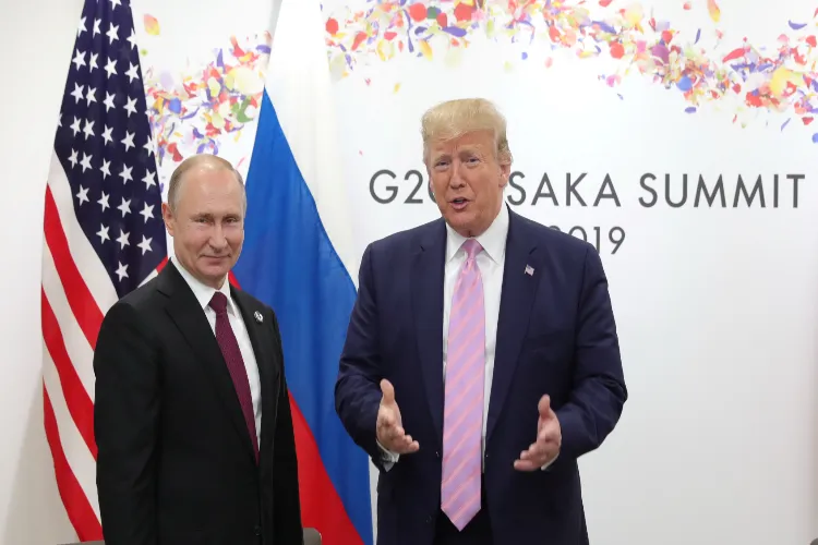 Russia's President Vladimir Putin and U.S. President Donald Trump attend a meeting on the sidelines of the G20 summit in Osaka, Japan. (File photo)