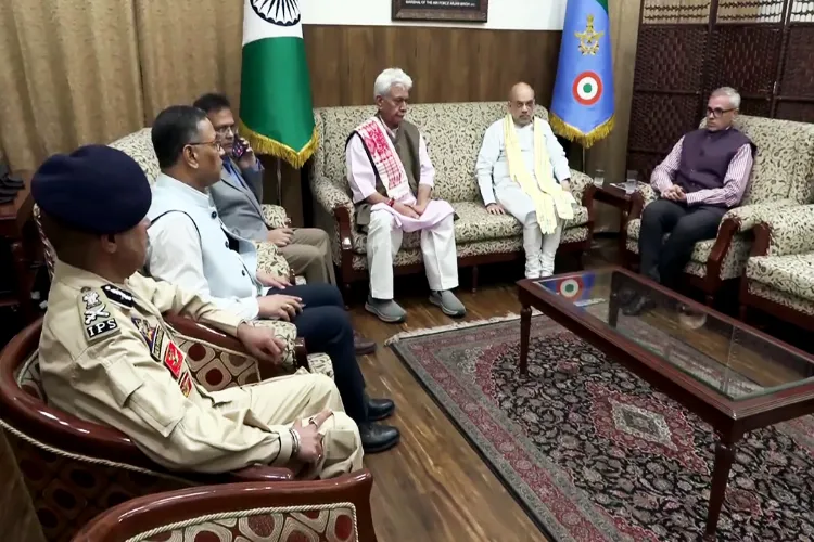 LG Manoj Sinha, Home Minister Amit Shah, CM Omar Abdullah and other high-level officials on Pahalgam terrorist attack in Srinagar on Tuesday.