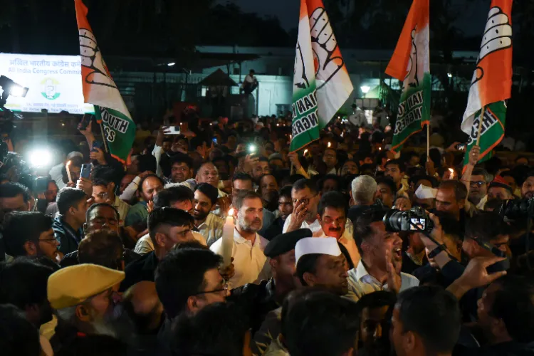 Leader of the Opposition in Lok Sabha and Congress MP Rahul Gandhi participates in the candlelight protest against the Pahalgam Terrorist Attack, at 24 Akbar Rd in New Delhi on Friday.