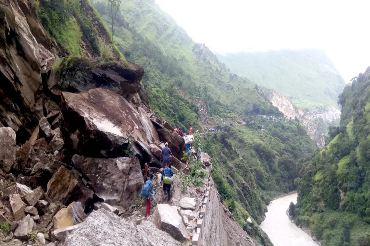 Kailash-Mansarovar Yatra route in Dharchula of Pithoragarh district blocked at two locations due to incessant rainfall and landslides while traffic movement halted, the operation to clear the route is underway, in Dehradun on Monday.