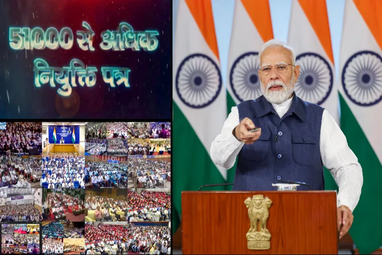 PM Narendra Modi during virtual distribution of over 51,000 appointment letters under Rozgar Mela.