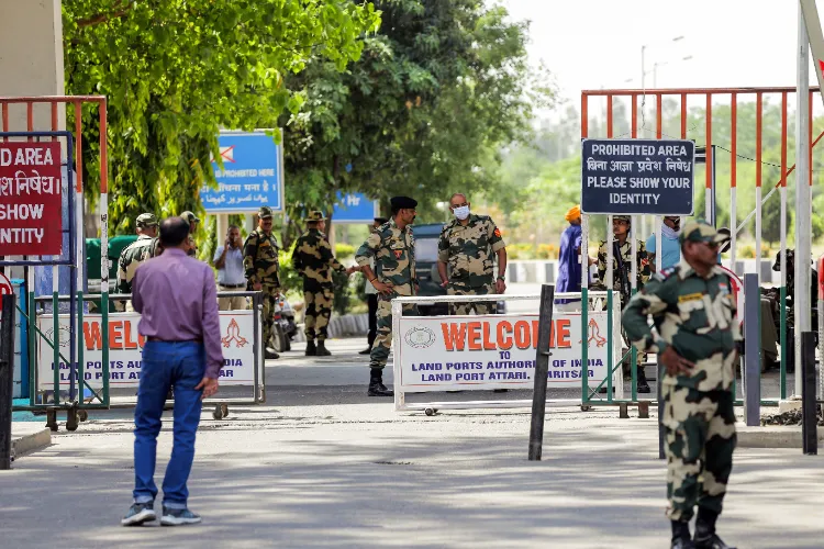 BSF personnel stand guard at Integrated Check Post after the government of India decides to close the ICP Attari with immediate effect following the Pahalgam terror attack, in Amritsar on Thursday. (Photo for representation)