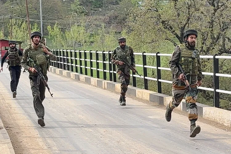 Security forces rushing to the spot after terrorists attacked a group of tourists at Pahalgam, Anantnag district, Jammu & Kashmir, on April 22, 2025.