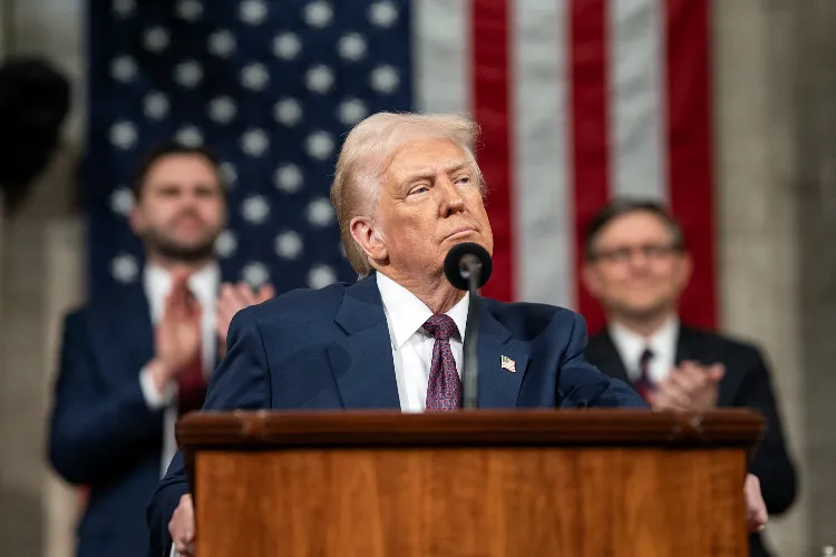 President Donald Trump addresses a joint session of Congress, at the U.S. Capitol in Washington.