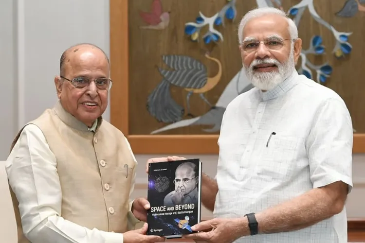 Prime Minister Narendra Modi and former ISRO Chairman Dr K Kasturirangan