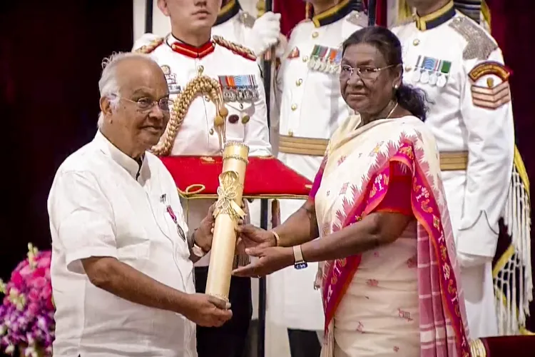 President Droupadi Murmu confers the Padma Shri on Lakshmipathy Ramasubbaiyer, the publisher of leading Tamil daily Dinamalar, during the Civil Investiture Ceremony-I at Rashtrapati Bhavan, in New Delhi.
