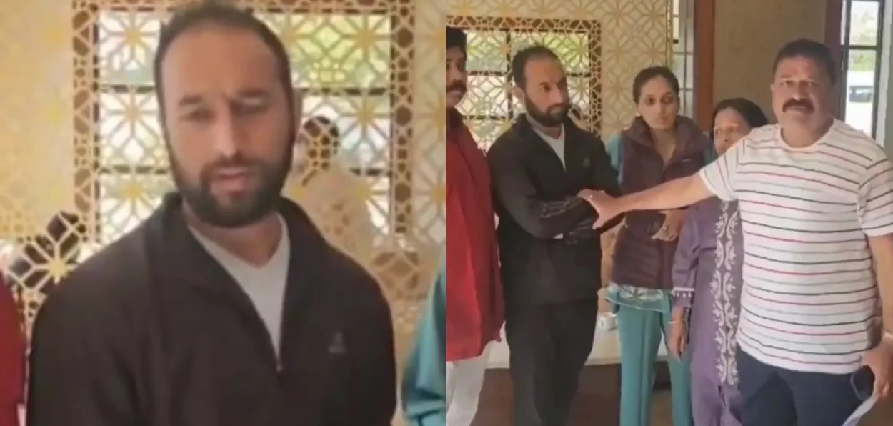 Videograb of Pahalgam taxi driver Adil with Rupali Thombre's family of Pune