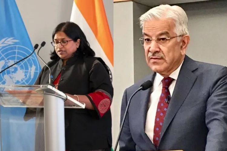 India’s Deputy Permanent Representative to the UN, Ambassador Yojna Patel and Pakistan's Defence Minister Khawaja Asif