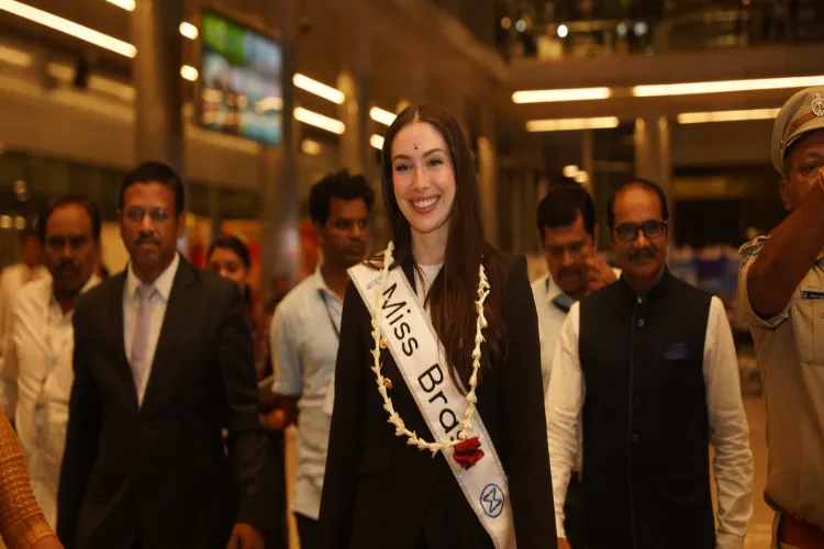 Miss Brazil Jessica Scandiuzzi Pedroso arriving at Hyderabad airport