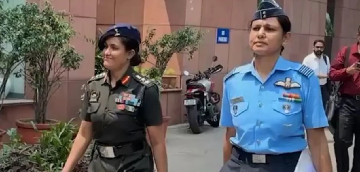 Lt Col Sofiya Qureshi and Wg Cdr. Vyomika Singh walked after briefing media on Operation Sindoor