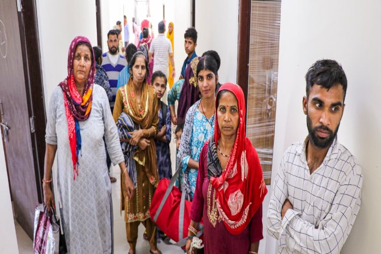  Locals from different areas along the India-Pakistan border being brought to a temporary camp at Mishriwala area, as part of evacuation in the wake of Operation Sindoor, in Jammu district