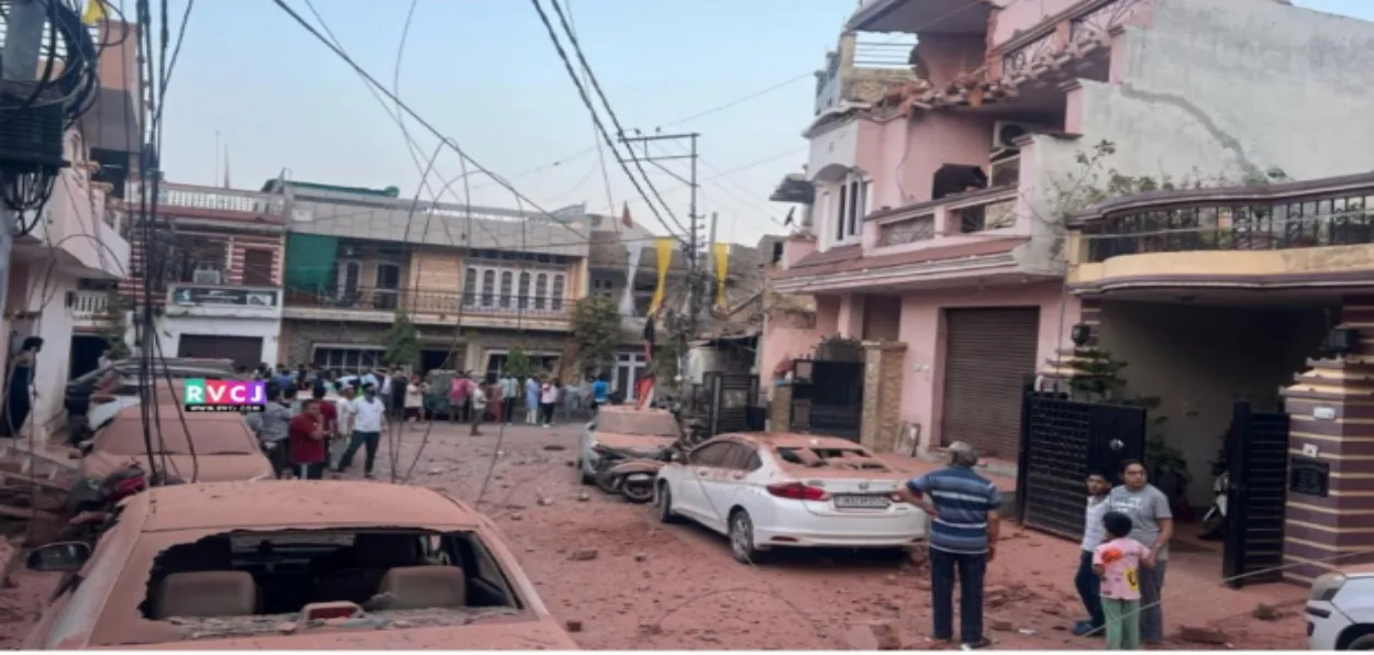 A street in Jammu where a Pakistani shell fell and damaged a house.(X)