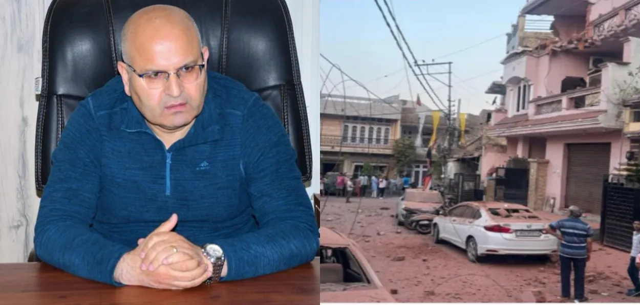 Additional Deputy Commissioner, Rajouri, Raj Kumar Thapa and a street in Jammu where a house was hit by splinters of drone neutralised 