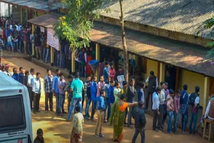 People queuing up to cast their votes in Panchayat elections