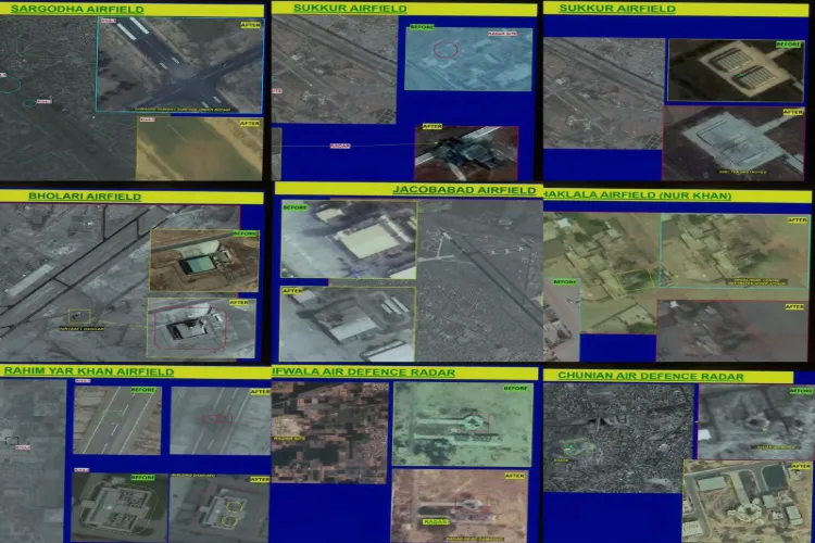 Satellite images of Pakistani airfields and airbases destroyed by India