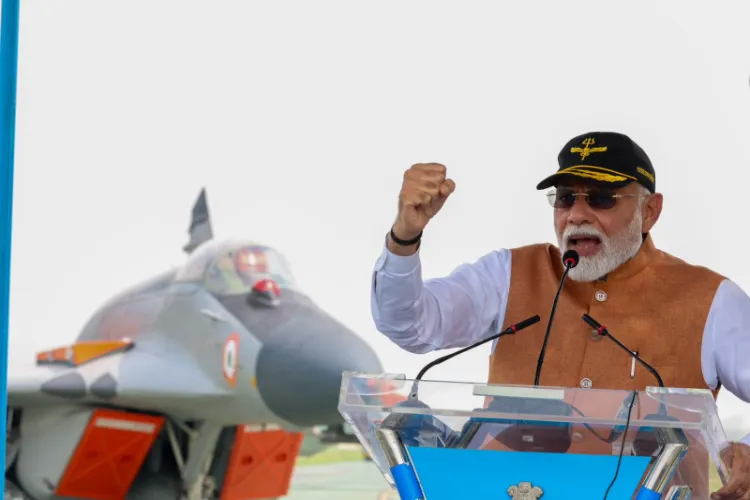 Prime Minister Narendra Modi speaking at th Adampur air base