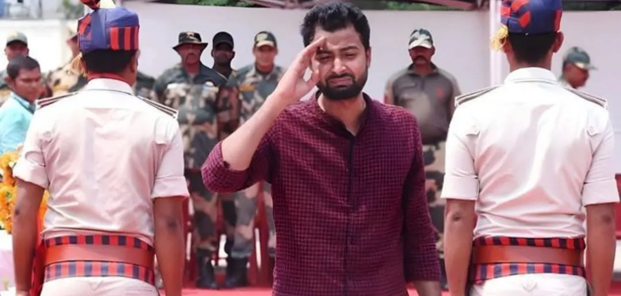 Pride and grief write large on the face of Imran Raza as he pays bids farewell to his father Mohammad Imtiyaz, Sub-Inspector, BSF