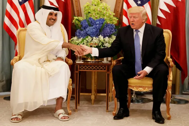 US President Donald Trump with Qatar Emir  Tamim bin Hamad Al Thani