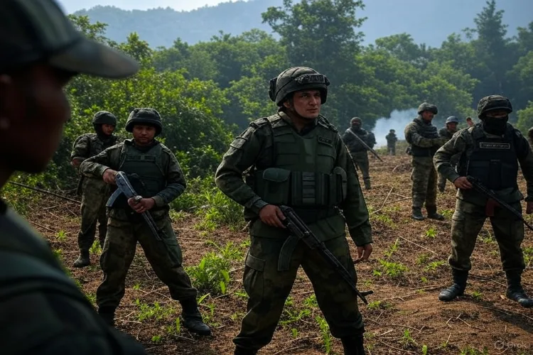 Indian Armymen during anti-terrorist operation in Manipur