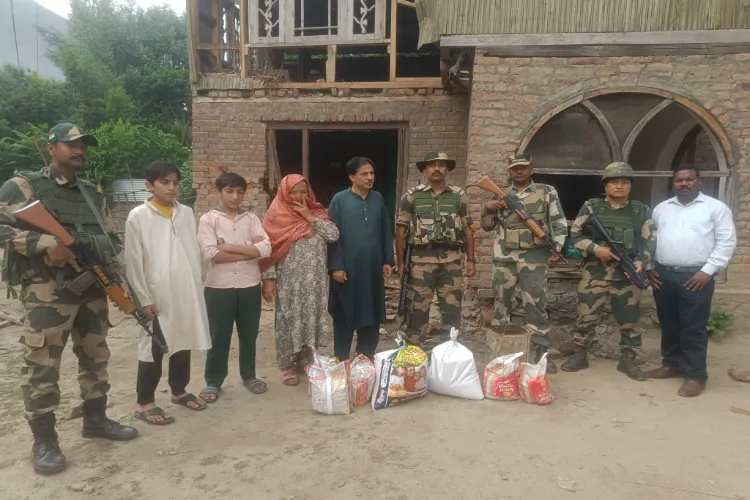 Border villagers receiving dry rations fro BSF