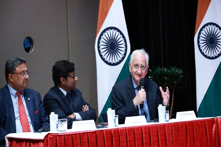 Congress leader Salman Khurshid speaking in Tokyo