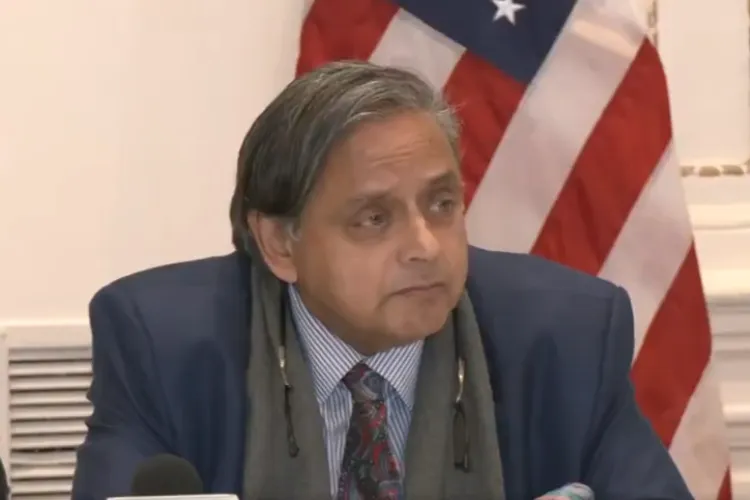 Leader of the All Parties Delegation Shashi Tharoor speaking in New York