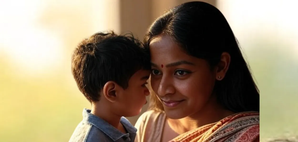 AI generated image of a woman and her special child