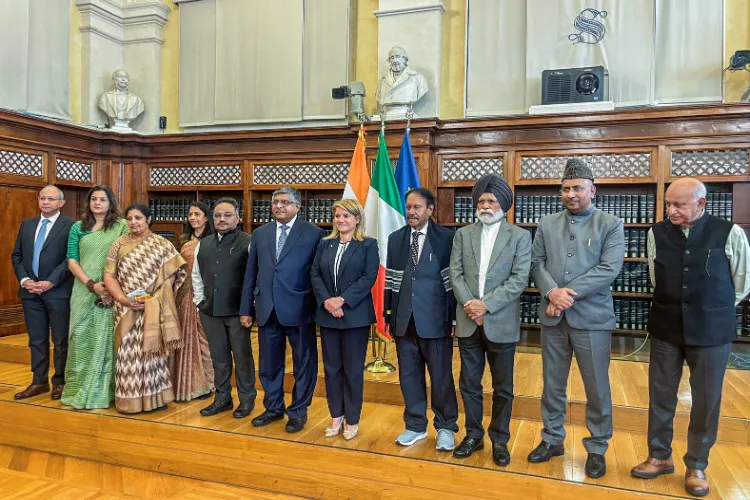  All-party parliamentary delegation led by BJP MP Ravi Shankar Prasad with Italy's Undersecretary of State for Foreign Affairs and International Cooperation Maria Tripodi 