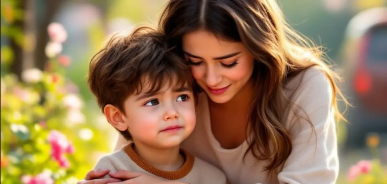 AI-generated image of a mother and her child