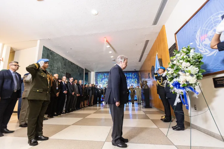 UN Secretary General Antonio Guterres paying tributes to the UN Peacekeepers at New York