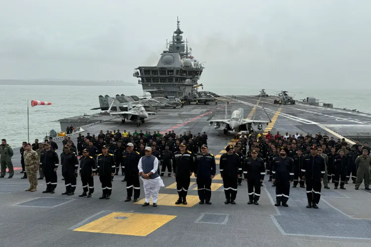 Defence Minister Rajnath Singh at INS Vikrant