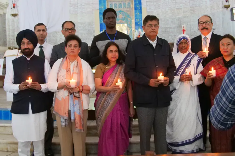 Bijyant Panda led All-party delegation light candles at a Church in Algeris in memory of Pahalgam terror victims