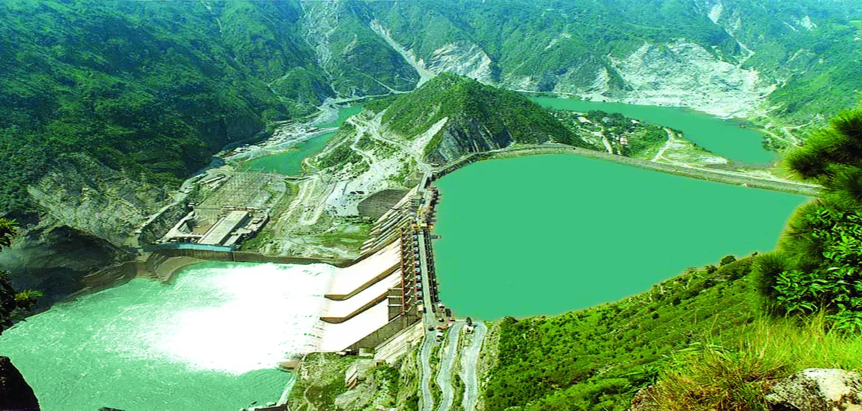 Salal Dam built over the Chenab River in Jammu