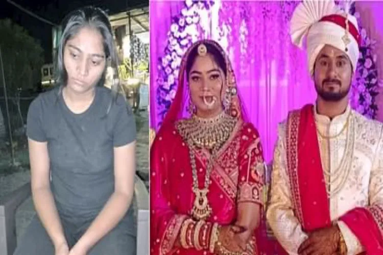 Sonam in the lockup, and with her husband Raja Raghuvanshi at their wedding