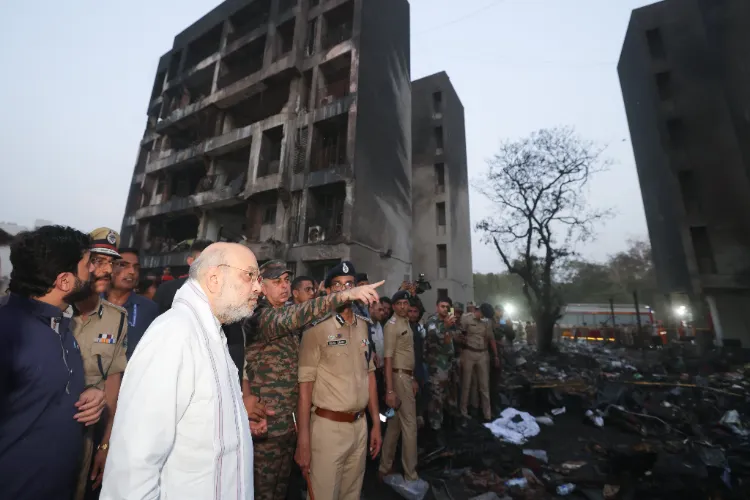 Union Home Minister Amit Shah at the site of planGujarat: Forensic team arrives at Air India plane crash site in Ahmedabade crash in Ahmedabad